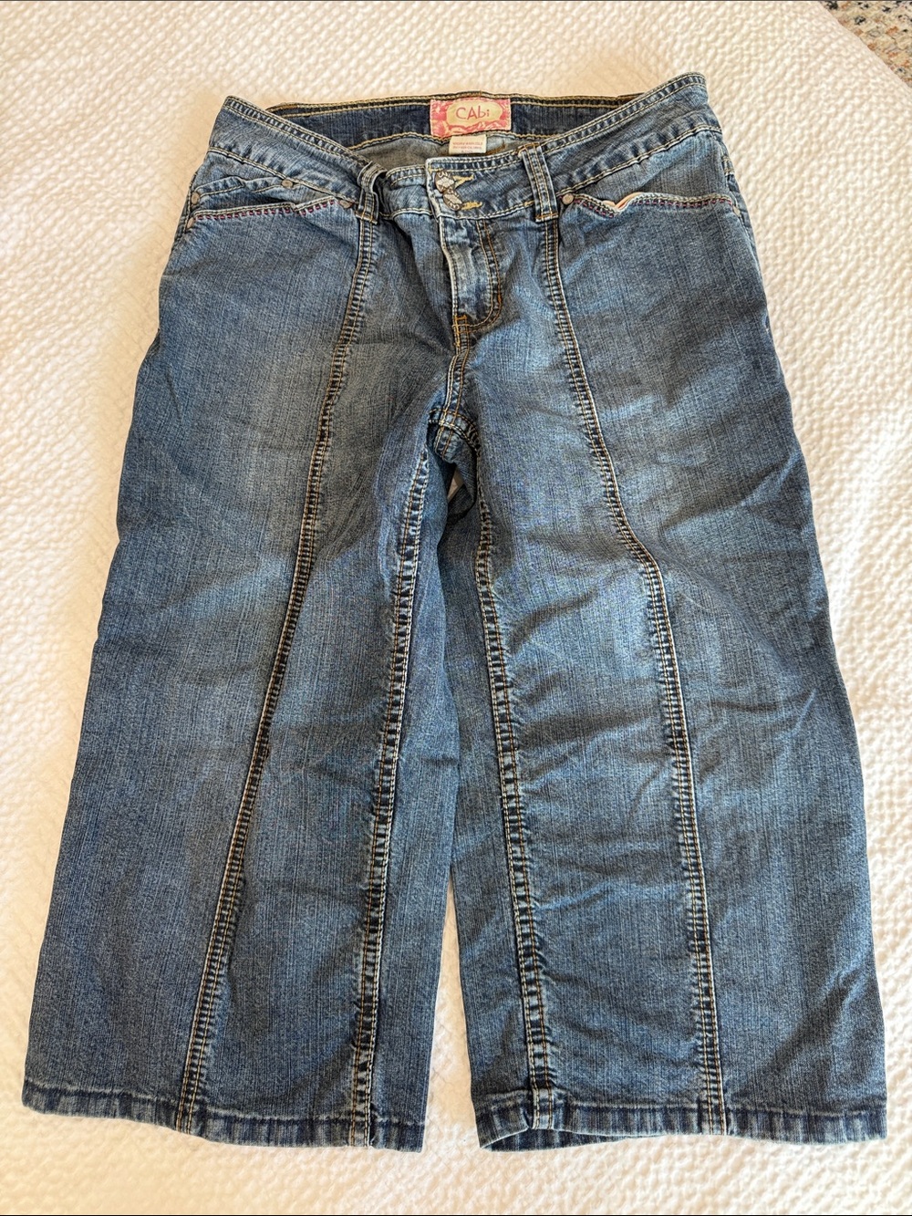 CAbi Blue Denim Jeans with Pink Logo Patch - Picture 3 of 4